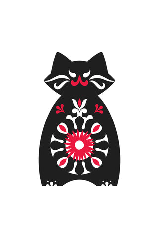 The original design used on the t-shirt, a black cat with a huge margarita on his belly.