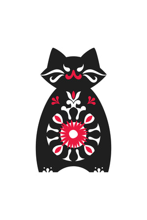 The original design used on the t-shirt, a black cat with a huge margarita on his belly.